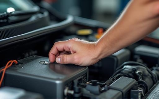 Technician changing engine oil